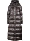 Herno Nylon Long Down Jacket In Brown