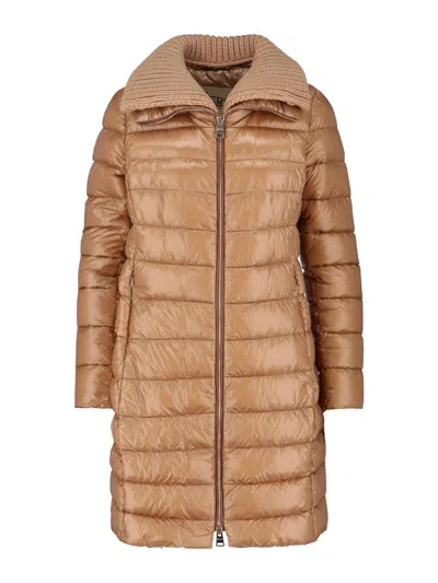 Herno Long Down Jacket In Brown