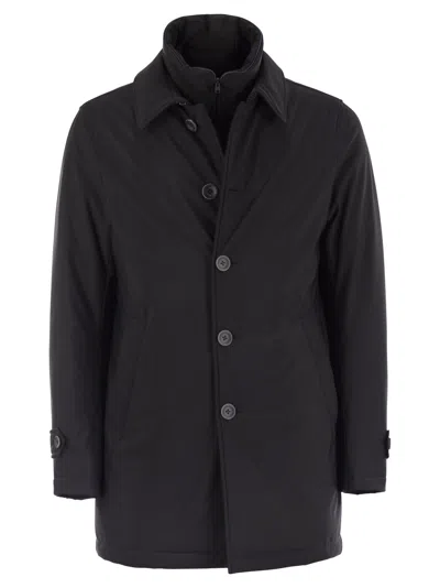 Herno Long Down Jacket With Buttons In Black
