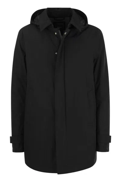 Herno Detachable-hood Feather-down Padded Jacket In Black