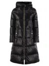 Herno Long Quilted Down Jacket With Hood And Buttons In Black