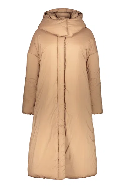Herno Long Down Jacket With Hood In Brown