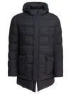 Herno Long Down Jacket With Hood Jackets And Coats Grey In Blue