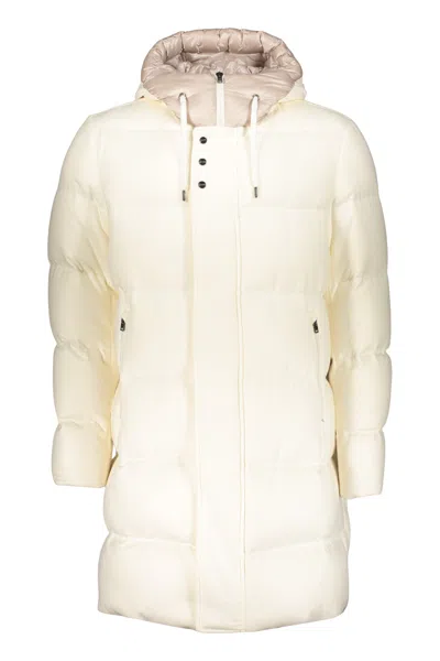 Herno Long Down Jacket With Hood In Neutral