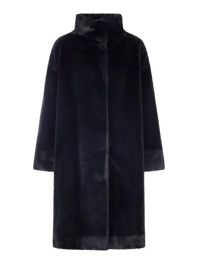 Herno Long Faux Fur Coat In Black
