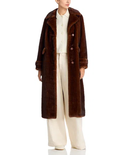Herno Long Faux Fur Coat In Brown