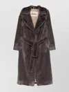 Herno Long Faux Fur Coat With Belted Waist In Black