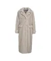 Herno Long Faux Fur Coat With Classic Collar And Button Closure In Gray