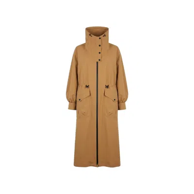 Herno Long Funnel-neck Trench Coat In Brown