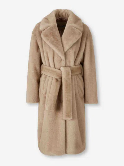 Herno Long Fur Coat In Brown