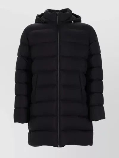 Herno Long Hooded Coat Quilted Design In Blue