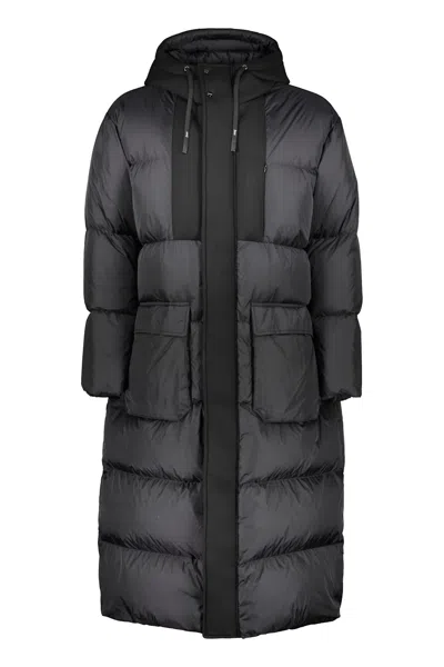 Herno Long Hooded Down Jacket In Black