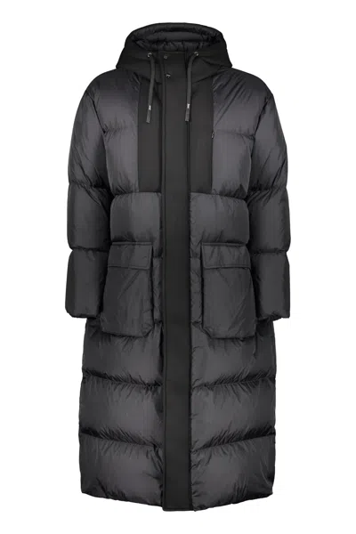 Herno Long Hooded Down Jacket In Black