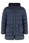 Herno Long Hooded Down Jacket In Blue