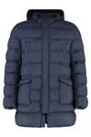 Herno Long Hooded Down Jacket In Blue