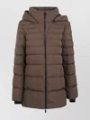 Herno Long Hooded Padded Quilted Jacket In Brown