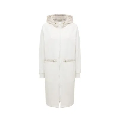 Herno Long Hooded Zip Coat In White