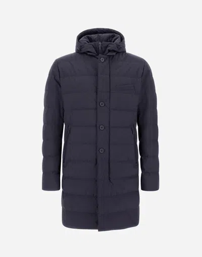 Herno Long Jacket In 2-layer Windstopper In Blue