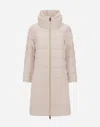 Herno Long Jacket In Cashmere, Silk And Satin In Neutral