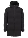Herno New Impact Long Down Jacket With Hood In Blue