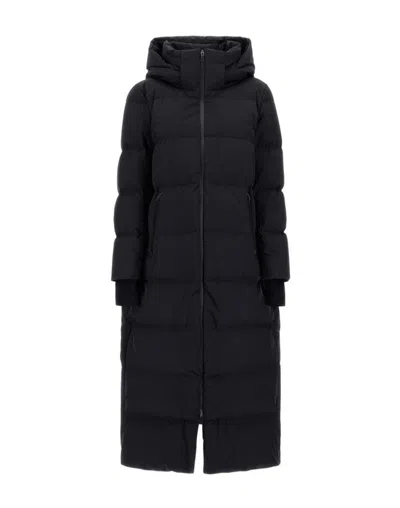 Herno Long Padded Down Coat With Quilted Design In Black