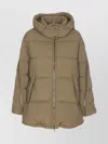 Herno Long Padded Down Jacket With Removable Hood In Green