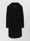 Herno Long Padded Jacket With Faux Fur Texture In Black