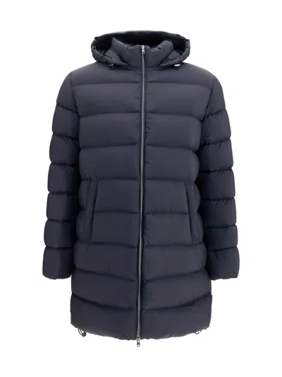 Herno Long Padded Polyamide Down Down Jacket In Blue