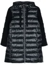 Herno Long Padded Puffer Coat With Inserts In Blue