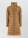 Herno Long Padded Quilted Down Jacket With High Collar In Gold
