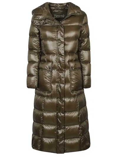 Herno Hooded Padded Coat In Brown