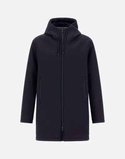 Herno Long Parka In 3-layer Scuba In Blue
