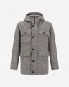 Herno Long Parka In Herringbone R-wool In Gray