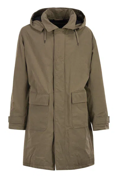 Herno Men Long Parka In Technical Fabric In Green