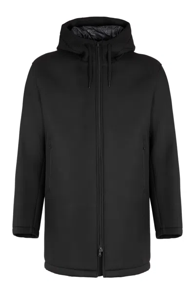 Herno Long Parka In Three Layers Scuba In Black