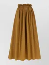 Herno Long Pleated Skirt Elastic Waistband In Camel