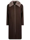 Herno Long Plush-collared Down Jacket With Straight Silhouette In Brown