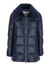 Herno Ultralight Nylon Down Jacket And Lady Alternative Fur In Blue