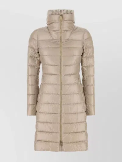 Herno Long Puffer Quilted High Collar In Neutral