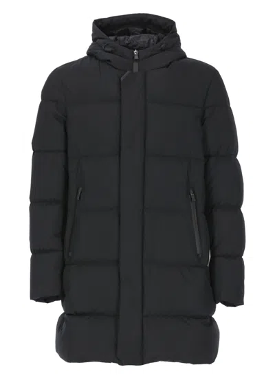 Herno Long Quilted Down Jacket In Black