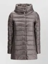 Herno Long Quilted Down Jacket With High Collar In Gray