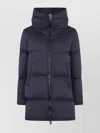 Herno Long Quilted Jacket High Collar In Blue