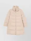 Herno Long Quilted Jacket High Collar In Neutral
