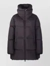 Herno Long Quilted Jacket With High Collar And Zippers In Blue