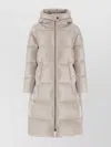 Herno Long Quilted Jacket With Hood And Pockets In Neutral