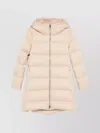 Herno Long Quilted Jacket With Hood And Pockets In Neutral