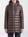 Herno Long Quilted Nylon Hooded Puffer Coat With Down Padding In Brown