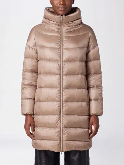 Herno Long Quilted Nylon Puffer Coat With High Neck And Down Padding In Gray