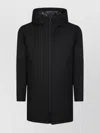 Herno Long Scuba Jacket With Hood And Side Zip Pockets In Black