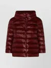 Herno Long Shiny Quilted Down Jacket With High Collar In Red